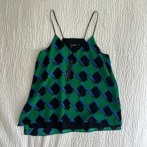 Alice Trixie cami top, Green/Blue/Black Pattern